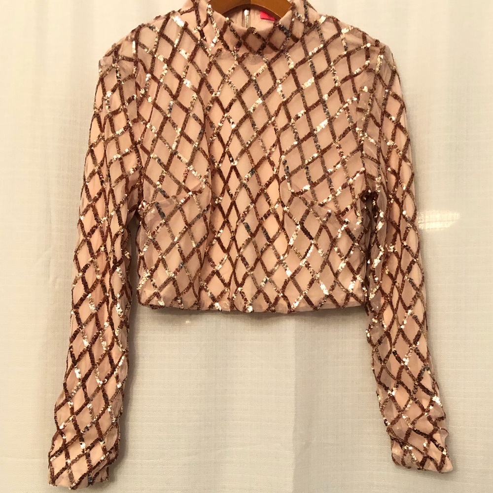 NWOT Gold Sequin Crop Top